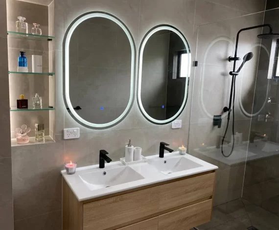 Bathroom with two fancy mirror