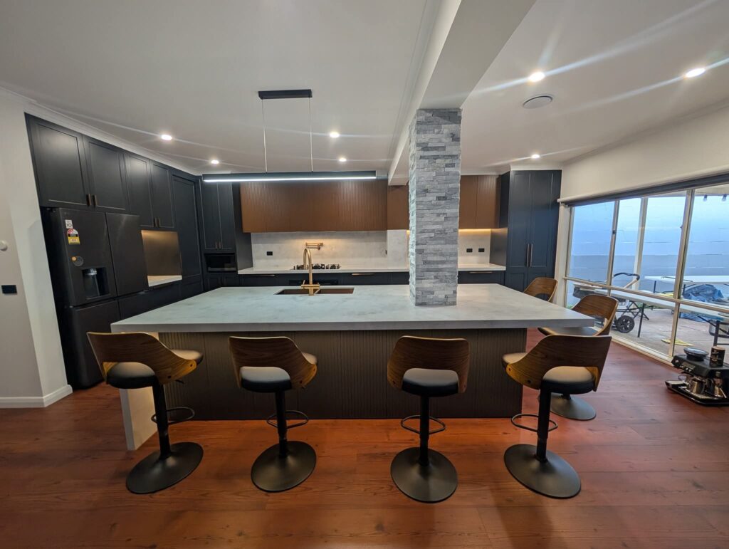 Large kitchen with dining table