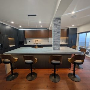 Large kitchen with dining table